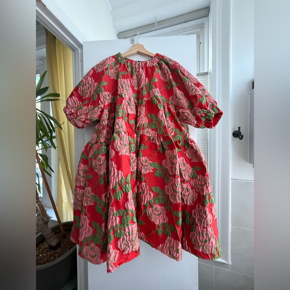 Sister Jane Red Dress with Pink Floral Accents